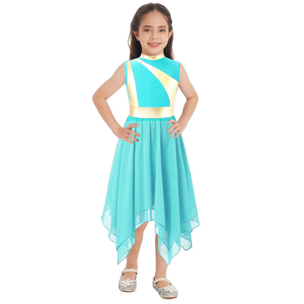 Kids Girl's Dress Praise Lyrical Dance Costume Children's Worship Dresses for Liturgical Celebration of Spirit Stage Dancewear