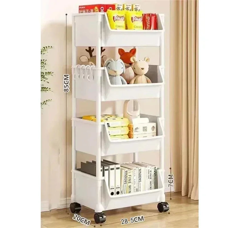 Mobile Bookshelf Multi-Layer Bathroom Shelves With Wheels Kitchen Groceries Organizer Shelf Bedroom Storage Rack Utility Cart