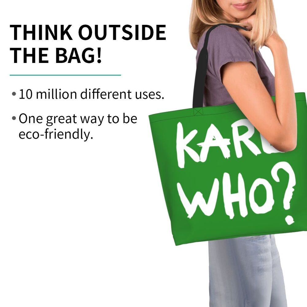 Custom Kawaii Karl Who Slogan Shopping Tote Bags Reusable Canvas Groceries Shopper Shoulder Bag