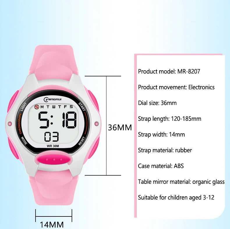 Children Watch Waterproof Digital Watch for Girls Boys Black LCD Electronic Sport Kid Watches Alarm Clocks Gifts