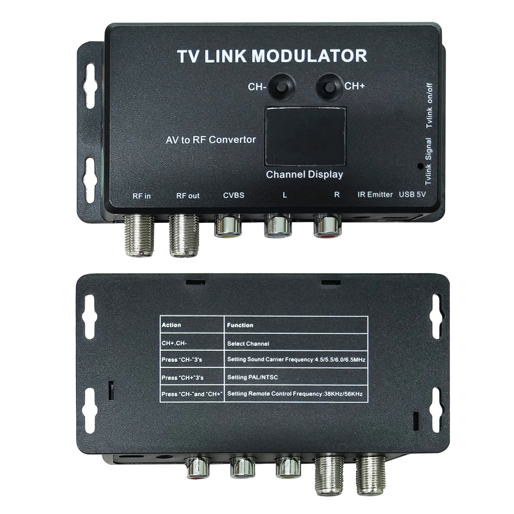 TV LINK Modulator， AV to RF ，IR Extender with Channel Display， Analog TV Self-Produced Program Insertion Device