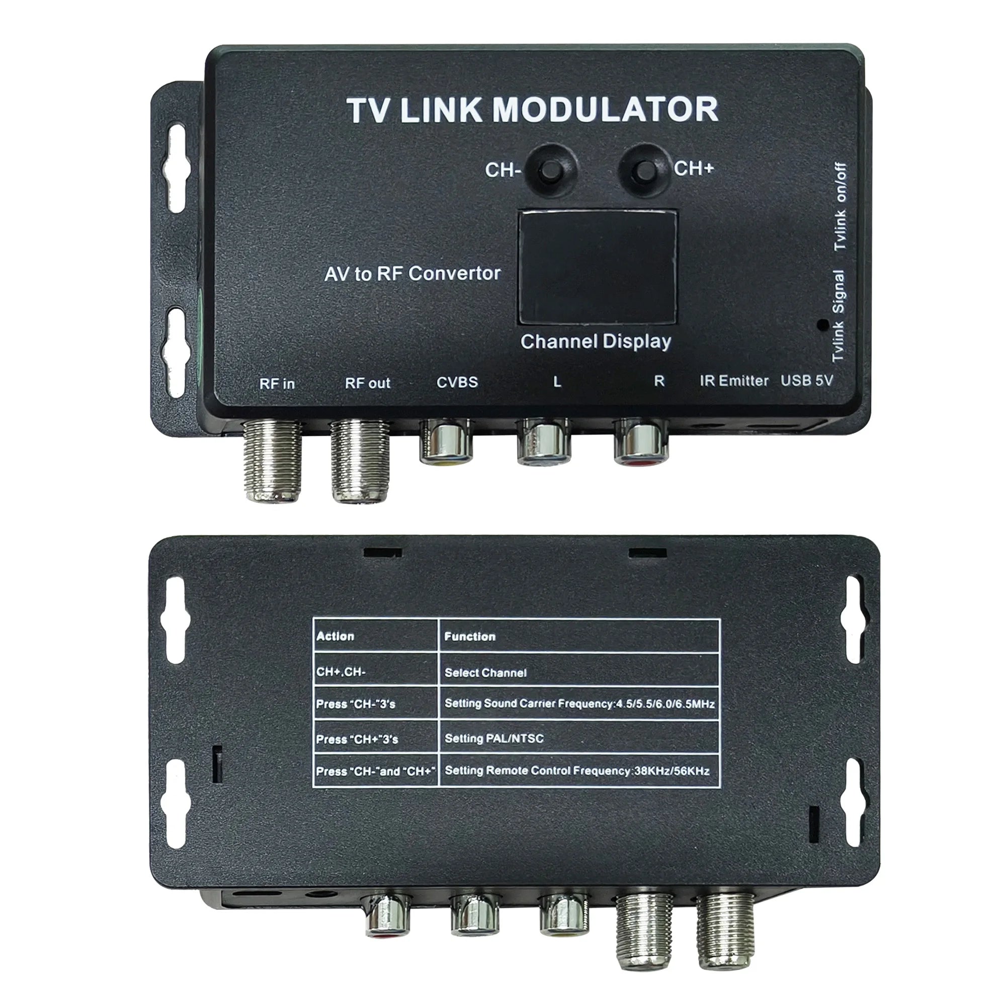 TV LINK Modulator， AV to RF ，IR Extender with Channel Display， Analog TV Self-Produced Program Insertion Device