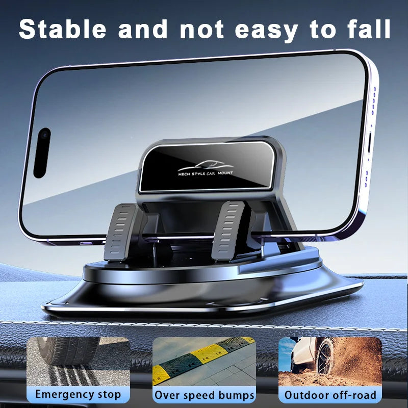 Lcars Car Phone Holder, 360 ° Rotatable, Made of Abs Material, Silicone Non-Slip Double-Sided Adhesive Pad, Does Not Damage the Interior, Suitable for Dashboard Navigation, Can Be Used for Car Navigation, Office, Home, Mobil