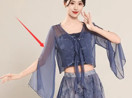 Classical dance costumes, ancient gauze clothes, elegant swinging skirts, Chinese dance performance , practice clothes for women