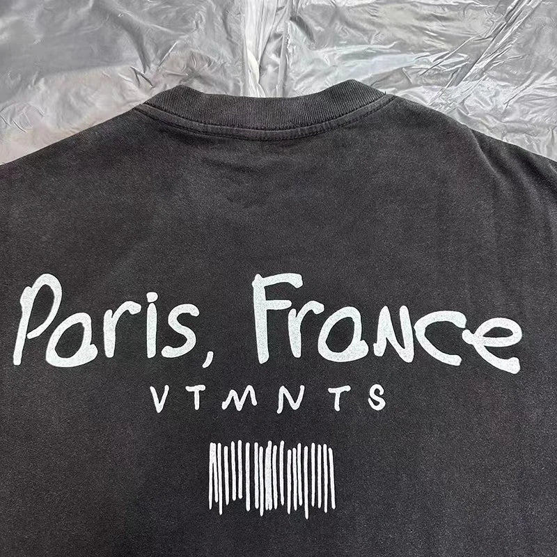 Beautiful Washed Black T Shirt Letter Print Mens Womens Best Quality 2024ss Summer Style Loose Street T-Shirt Tops
