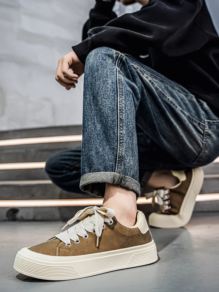 Men Casual Sports Shoes Spring Autumn Comfortable Anti Slip Outdoor Running Shoe Fashion Lace Up Platform Retro Vulcanized Shoes
