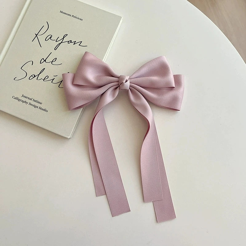 Lystrfac Fashion Fabric Ribbon Hair Bow Hairpin for Women Girls Hair clips Black White Bow Top Clip Female Hair Accessories