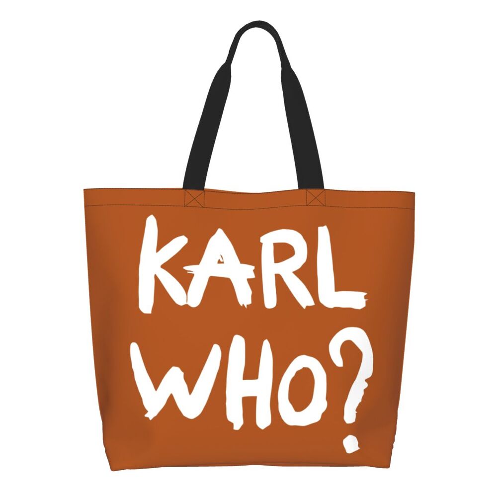 Custom Kawaii Karl Who Slogan Shopping Tote Bags Reusable Canvas Groceries Shopper Shoulder Bag