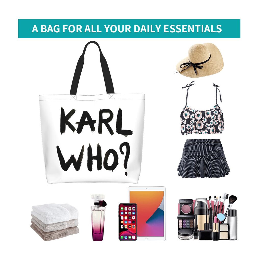 Custom Kawaii Karl Who Slogan Shopping Tote Bags Reusable Canvas Groceries Shopper Shoulder Bag