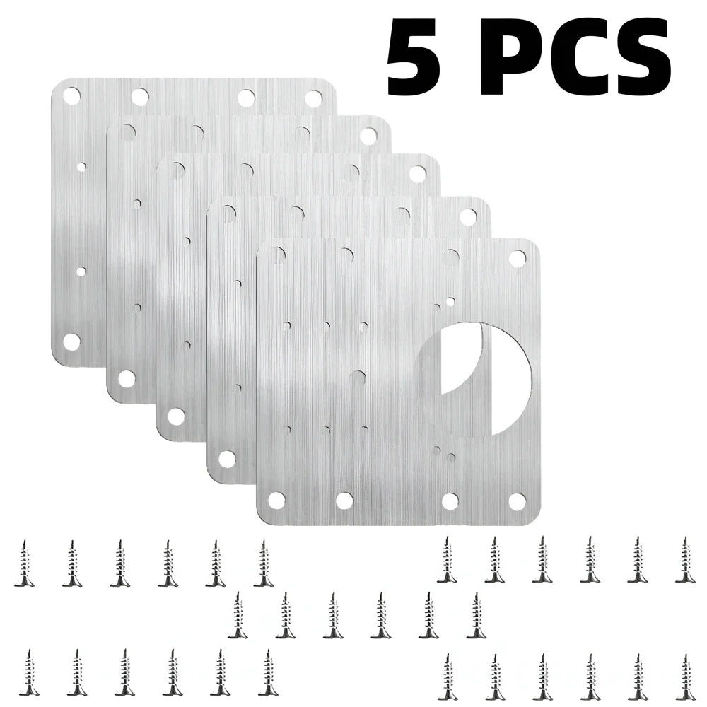 Cabinet Hinge Repair Plate Kit Kitchen Cupboard Door Hinge Mounting Plate with Holes Flat Fixing Brace Brackets House Hold Tools