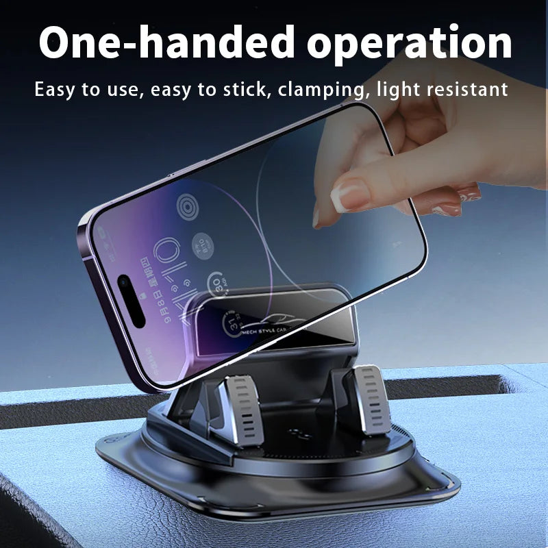 Lcars Car Phone Holder, 360 ° Rotatable, Made of Abs Material, Silicone Non-Slip Double-Sided Adhesive Pad, Does Not Damage the Interior, Suitable for Dashboard Navigation, Can Be Used for Car Navigation, Office, Home, Mobil