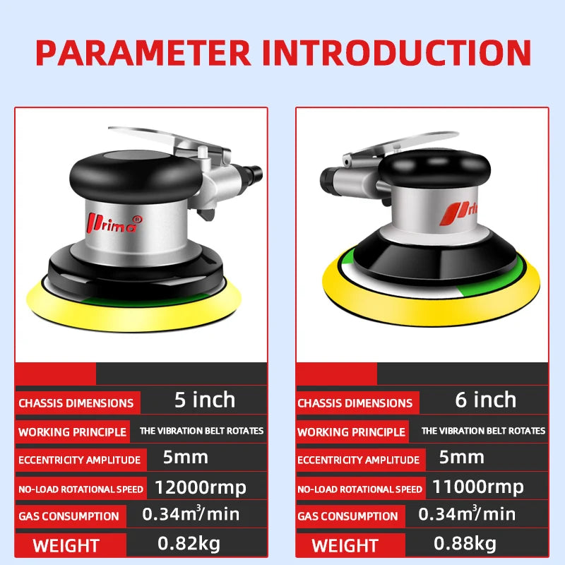 5/6 inch Pneumatic Sander Air Sander Sanding Machine Polisher Tool 125mm/150mm Air Power Sander