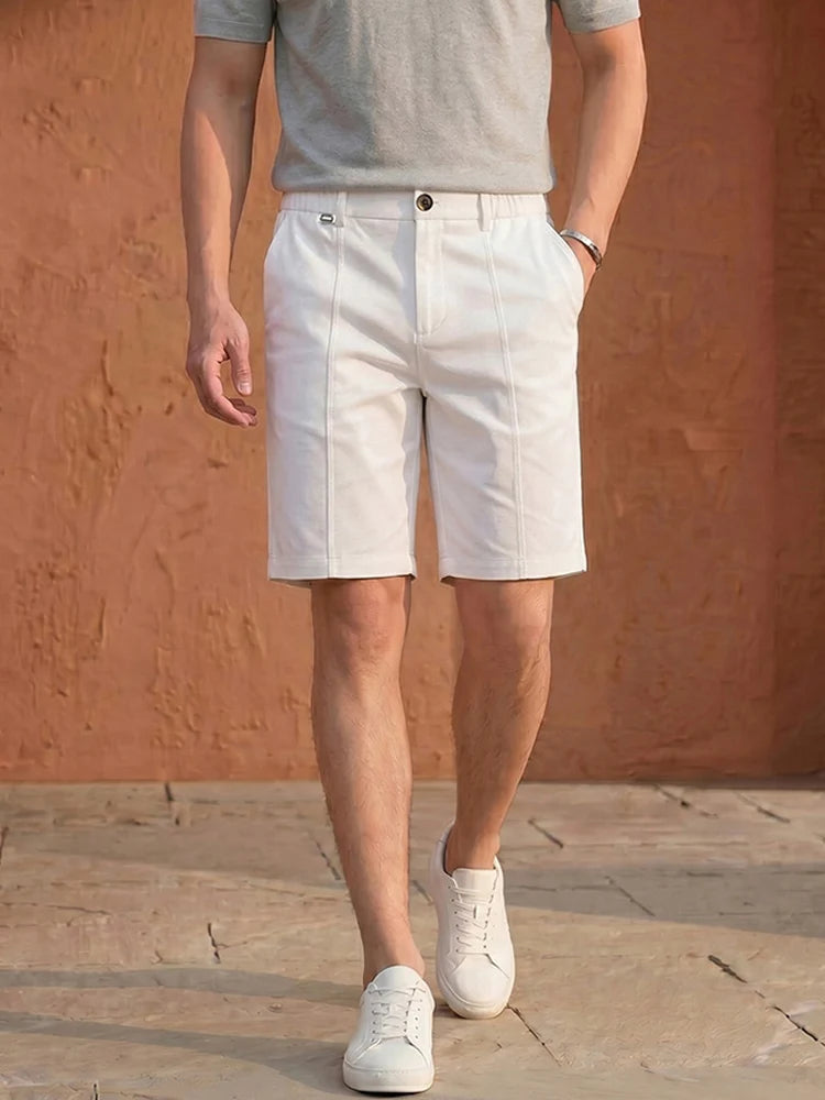 Dress Shorts Men Straight Suit Pants Casual Bermuda Shorts Summer Business Zipper Fly Formal Shorts Khaki Men Work Wear Office