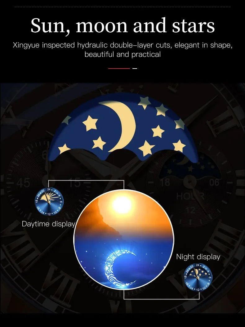 OLEVS 2871 Men Watch Quartz Watch Multifunctional Chronograph Watch Man Waterproof Luminous Moon Phase Watch