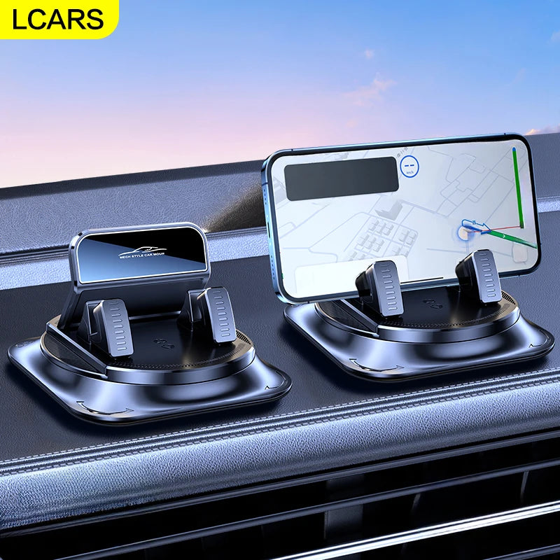 Lcars Car Phone Holder, 360 ° Rotatable, Made of Abs Material, Silicone Non-Slip Double-Sided Adhesive Pad, Does Not Damage the Interior, Suitable for Dashboard Navigation, Can Be Used for Car Navigation, Office, Home, Mobil