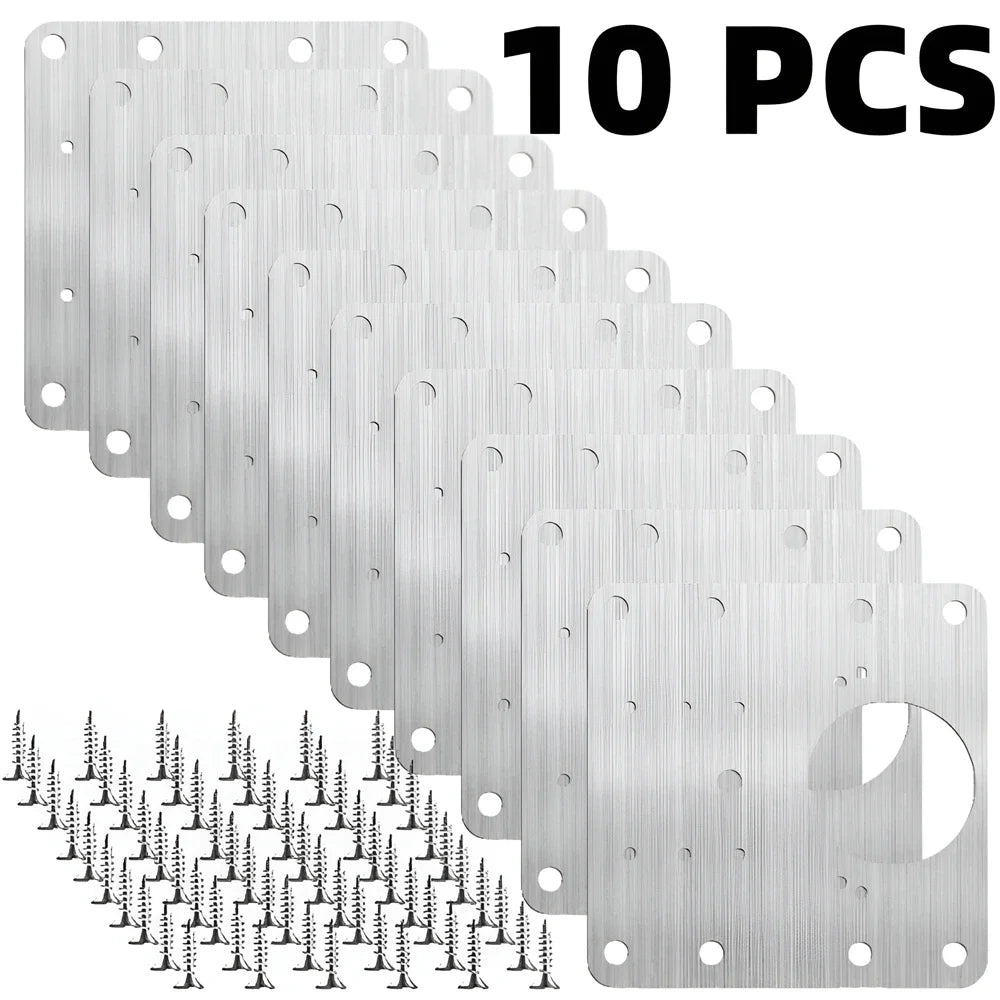 Cabinet Hinge Repair Plate Kit Kitchen Cupboard Door Hinge Mounting Plate with Holes Flat Fixing Brace Brackets House Hold Tools