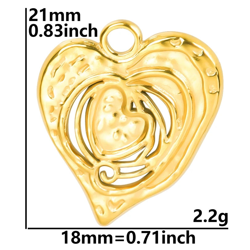 6Pcs/Lot Stainless Steel Gothic Catholic Sacred Heart Charms Jewelry Wholesale Thorns Lava Love Pendant Diy Necklaces Wholesale