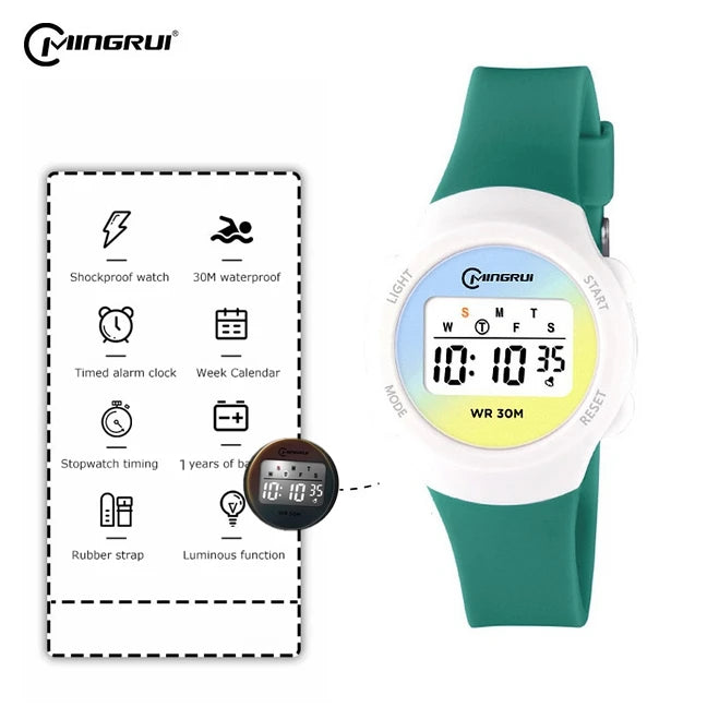 New Boys Girls Watch 30M Waterproof Digital Chidlren Watch Purple LCD Electronic Kids Sport Watches Alarm Clocks Gifts