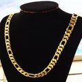 Pure Gold 925 Silver Men Women Necklace Jewelry 18K Gold 8MM Chain Necklace Wedding 20in 50cm