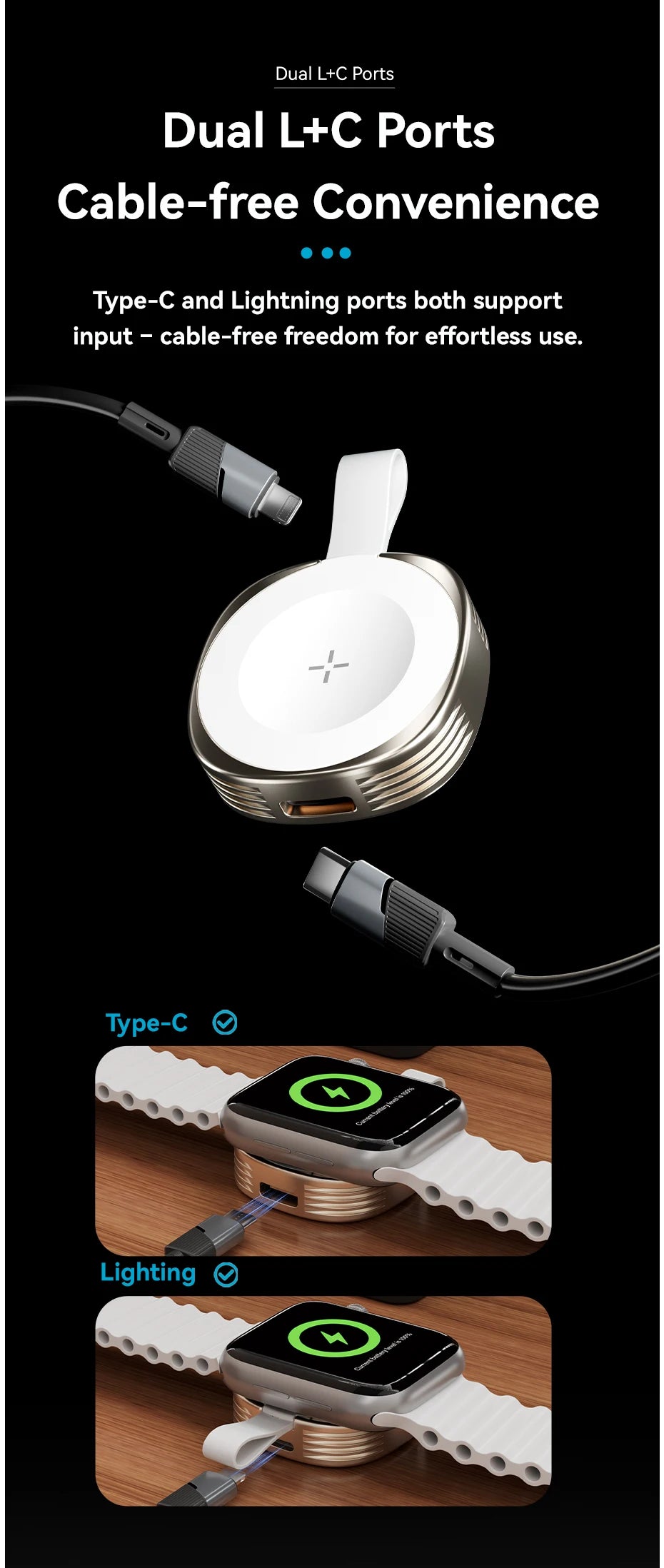 VYVYLABS Wireless Charging Portable Magnetic Watch Wireless Fast Charger Smartwatch Refresh Rate for iWatch Series 6 5 3 2 1