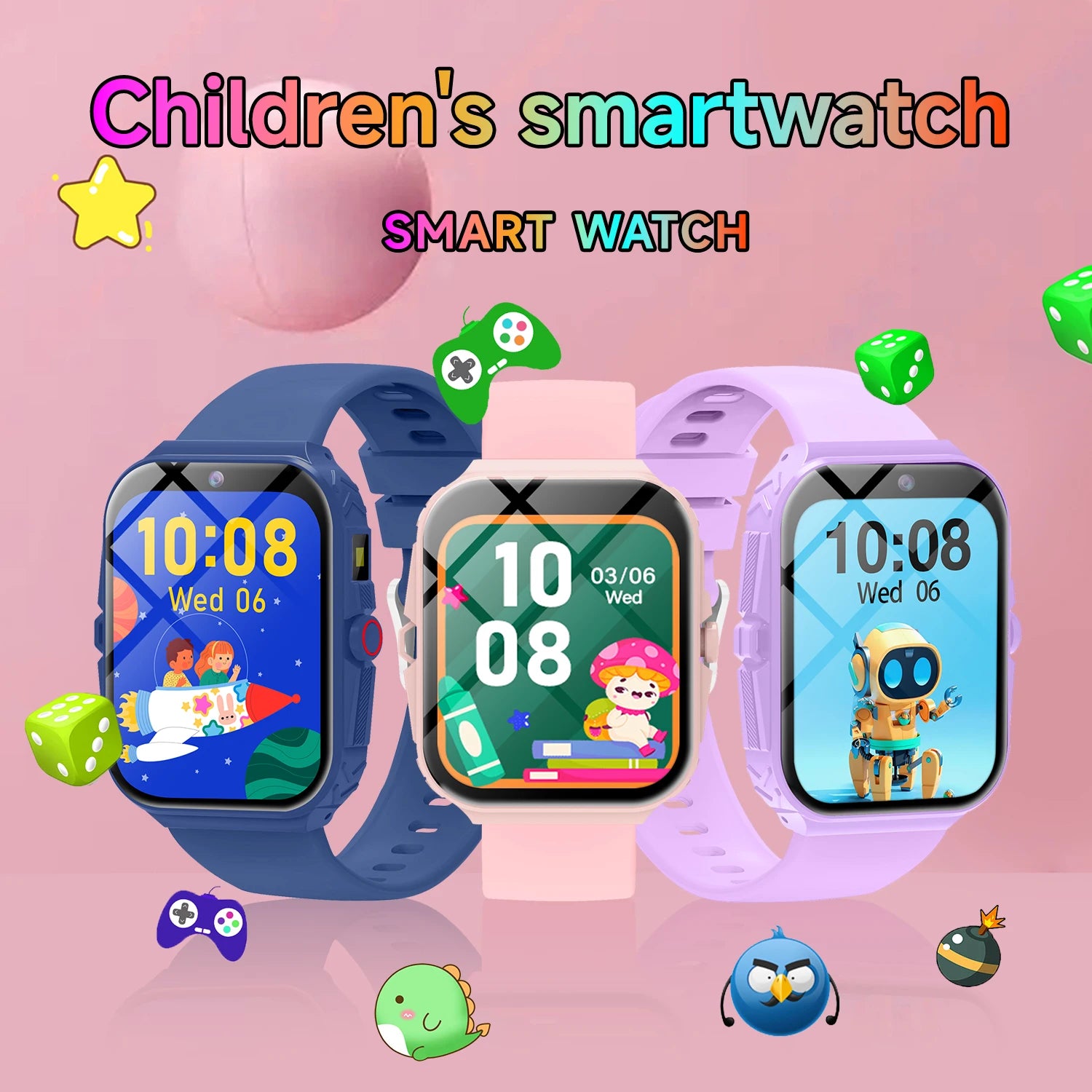 2026 New Smart Watch For Children HD Touch Screen Camera 18 Games Sleep Monitoring Alarm Clock Calculator Birthday Gift Boy Girl