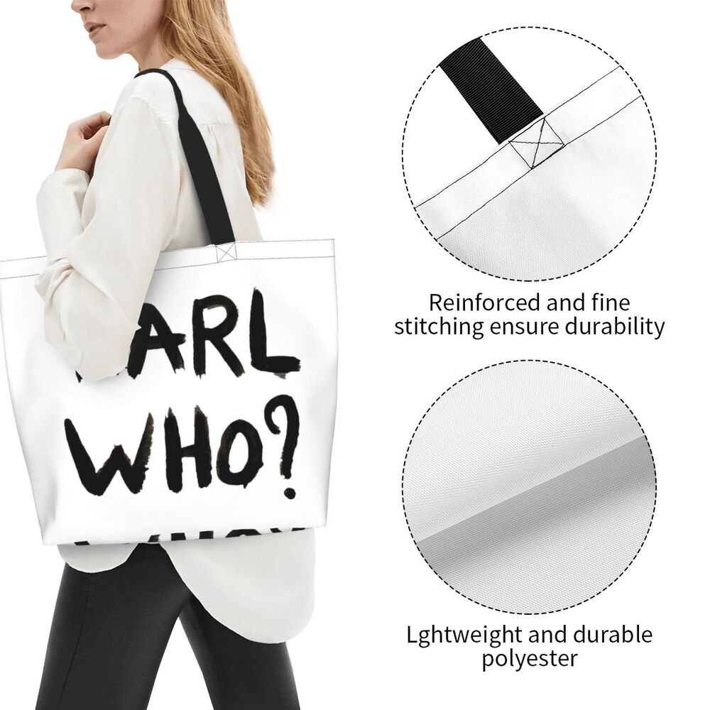 Custom Kawaii Karl Who Slogan Shopping Tote Bags Reusable Canvas Groceries Shopper Shoulder Bag