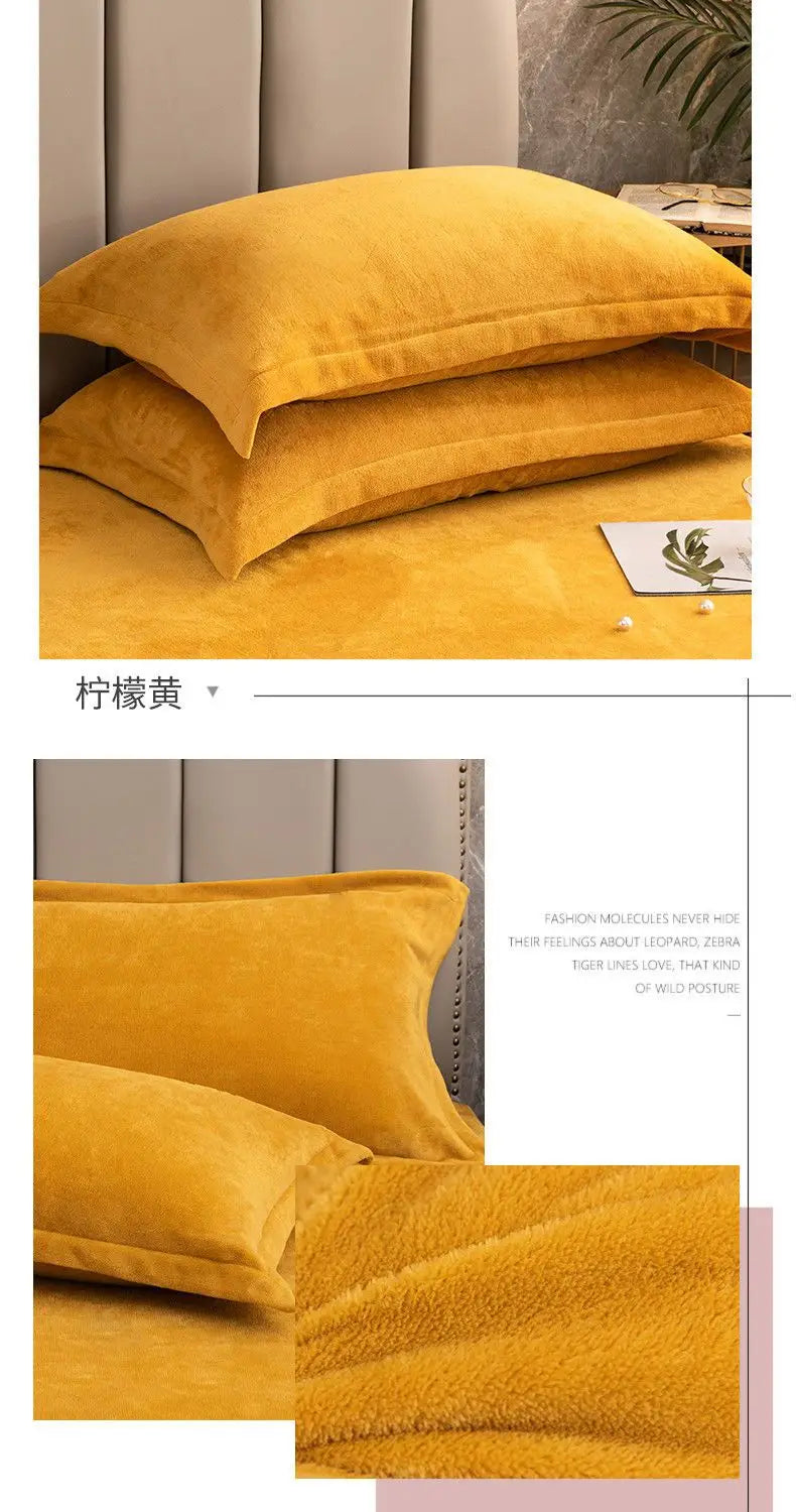 Coral Fleece Soft Winter Pillowcase Solid Plain Simple Home Bedroom House Hold Pillow Case Cover Zipper Warm  Comfortable