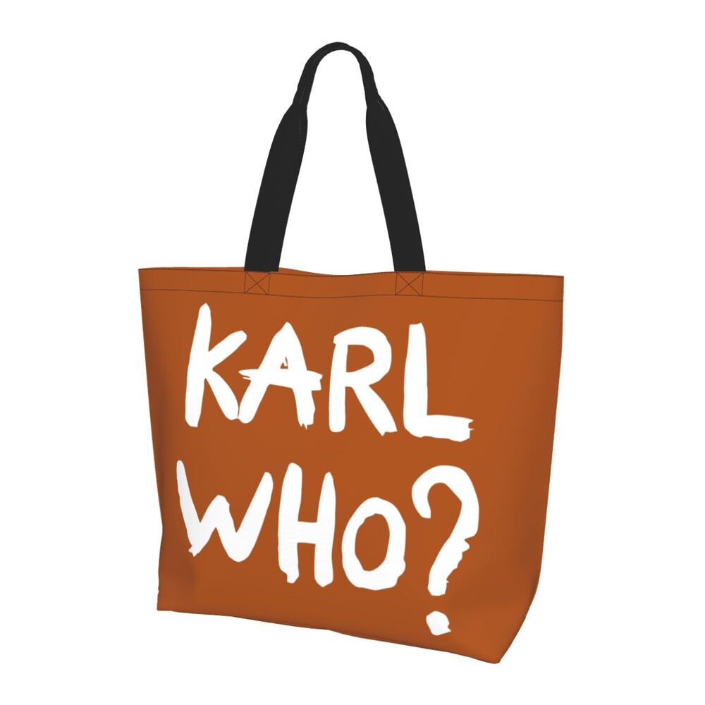 Custom Kawaii Karl Who Slogan Shopping Tote Bags Reusable Canvas Groceries Shopper Shoulder Bag