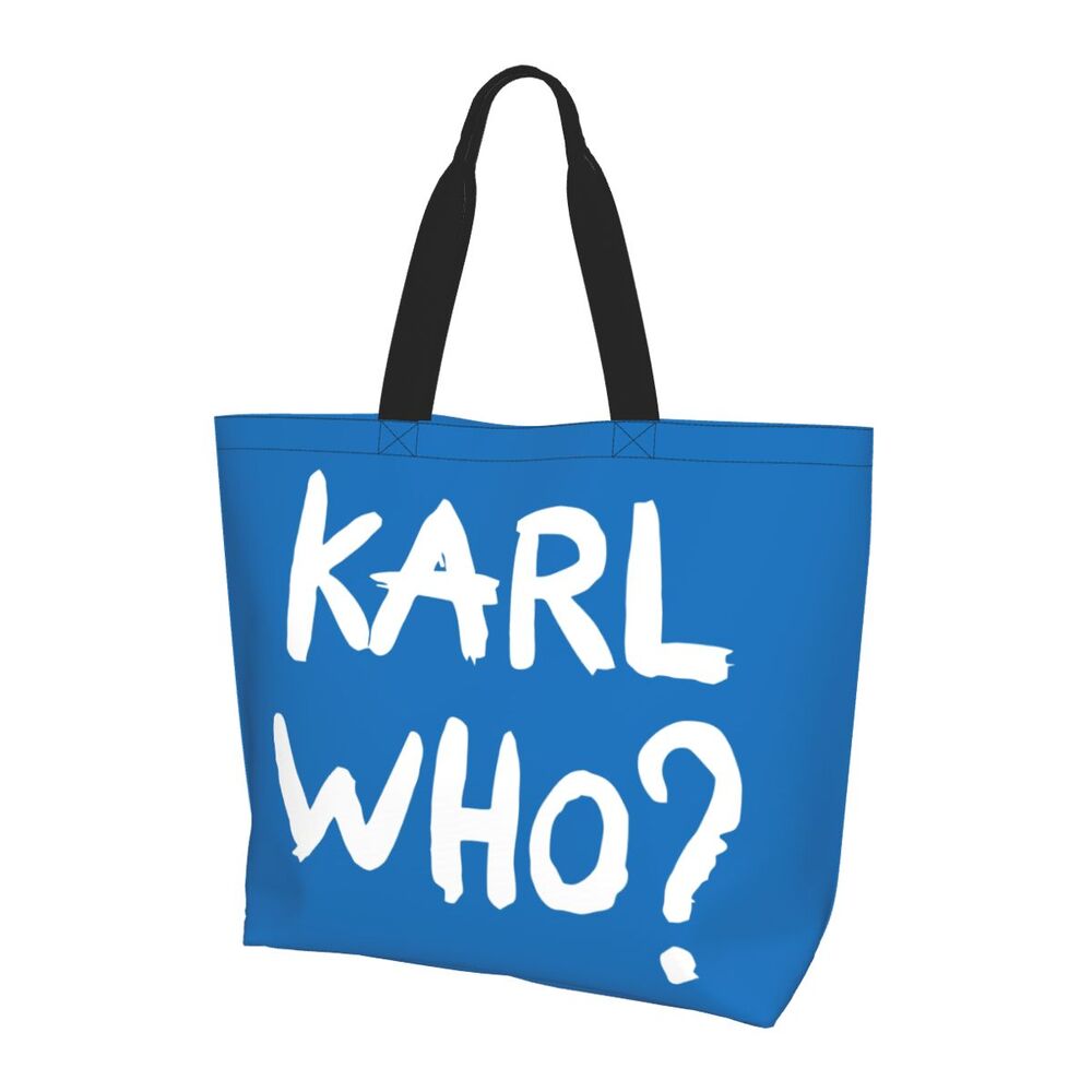 Custom Kawaii Karl Who Slogan Shopping Tote Bags Reusable Canvas Groceries Shopper Shoulder Bag