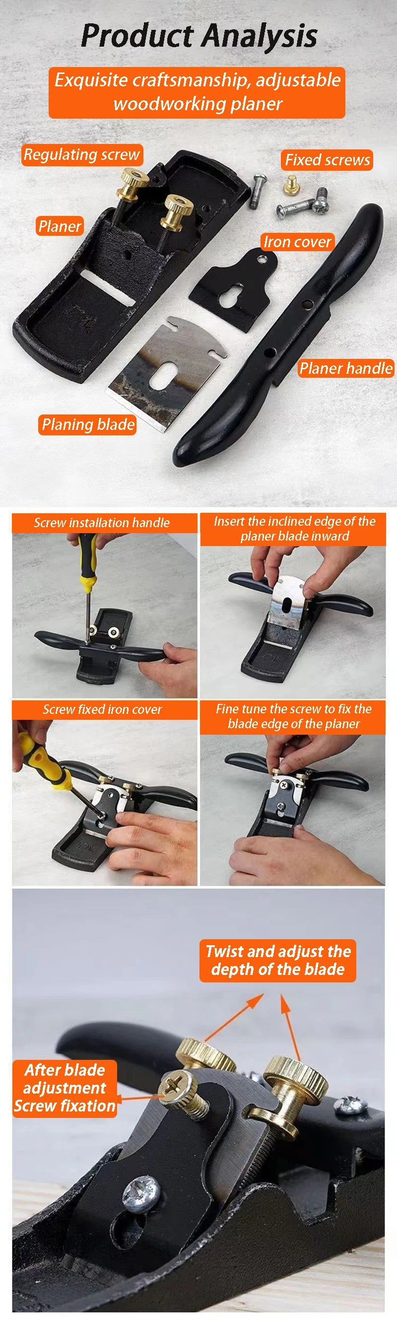 Woodworking Hand Planes Professional Construction Manual Tool Carpentry Specific Hand Planer Carved Wood Hardware Tools