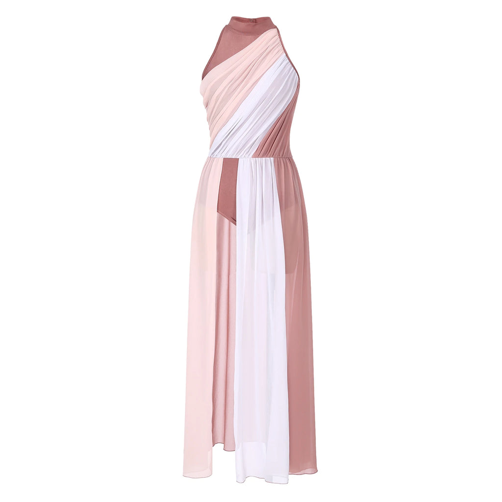 Women Ladies Lyrical Praise Dance Dress Performance Costume Modern Contemporary Celebration of Spirit Dancewear Split Long Dress