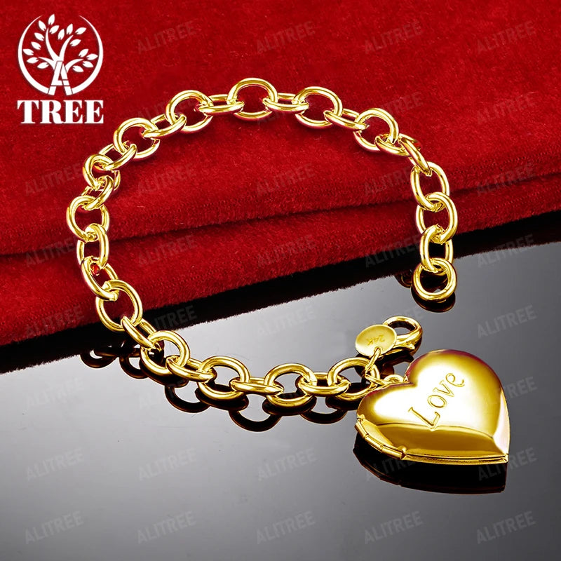 Charm Luxury 18k Gold Cuban Chain Heart Bracelet For Women Men Birthday Christmas Party Gift Fashion Design Jewelry Accessories