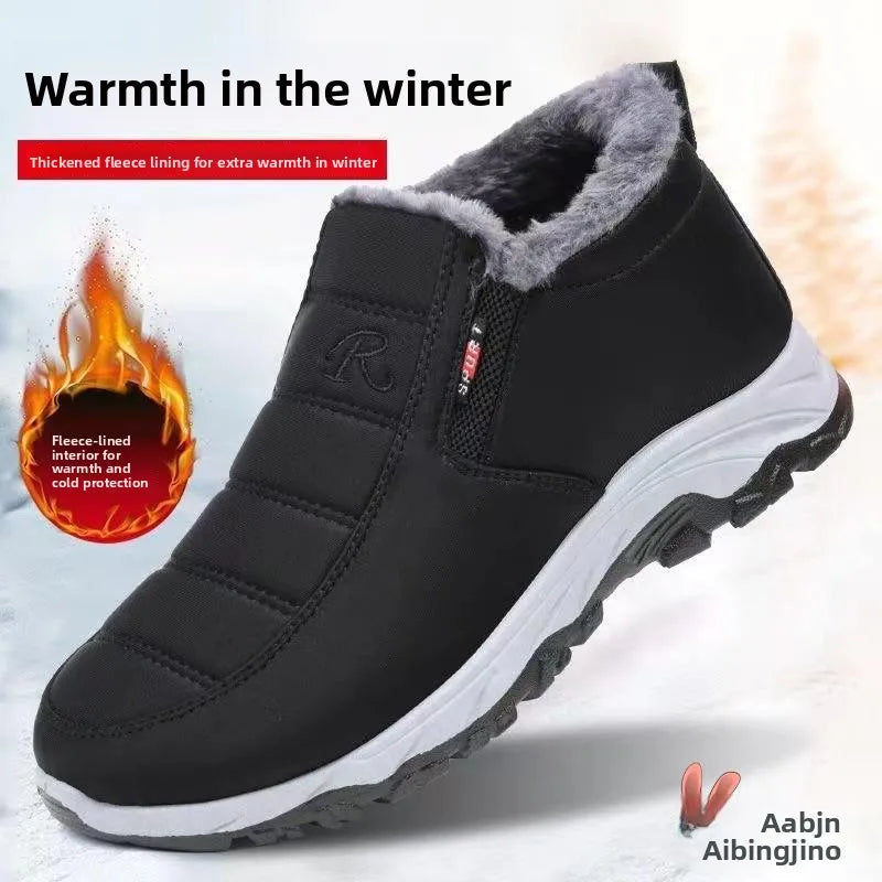 Thickened Waterproof Fleece Lined Winter Boots Men's Cotton Shoes Dad's Snow Boots Parent's Style Beijing Old Style Cloth Shoes