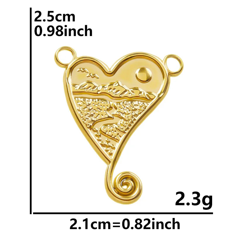 6Pcs/Lot Stainless Steel Gothic Catholic Sacred Heart Charms Jewelry Wholesale Thorns Lava Love Pendant Diy Necklaces Wholesale