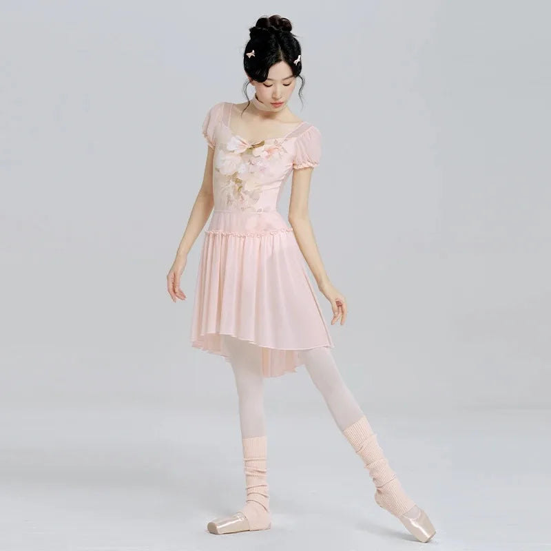 Ballet dress, adult female dance practice suit, chiffon skirt, dance performance gauze dress, gymnastics suit with skirt