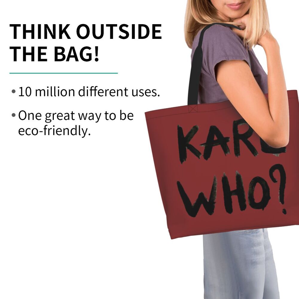 Custom Kawaii Karl Who Slogan Shopping Tote Bags Reusable Canvas Groceries Shopper Shoulder Bag
