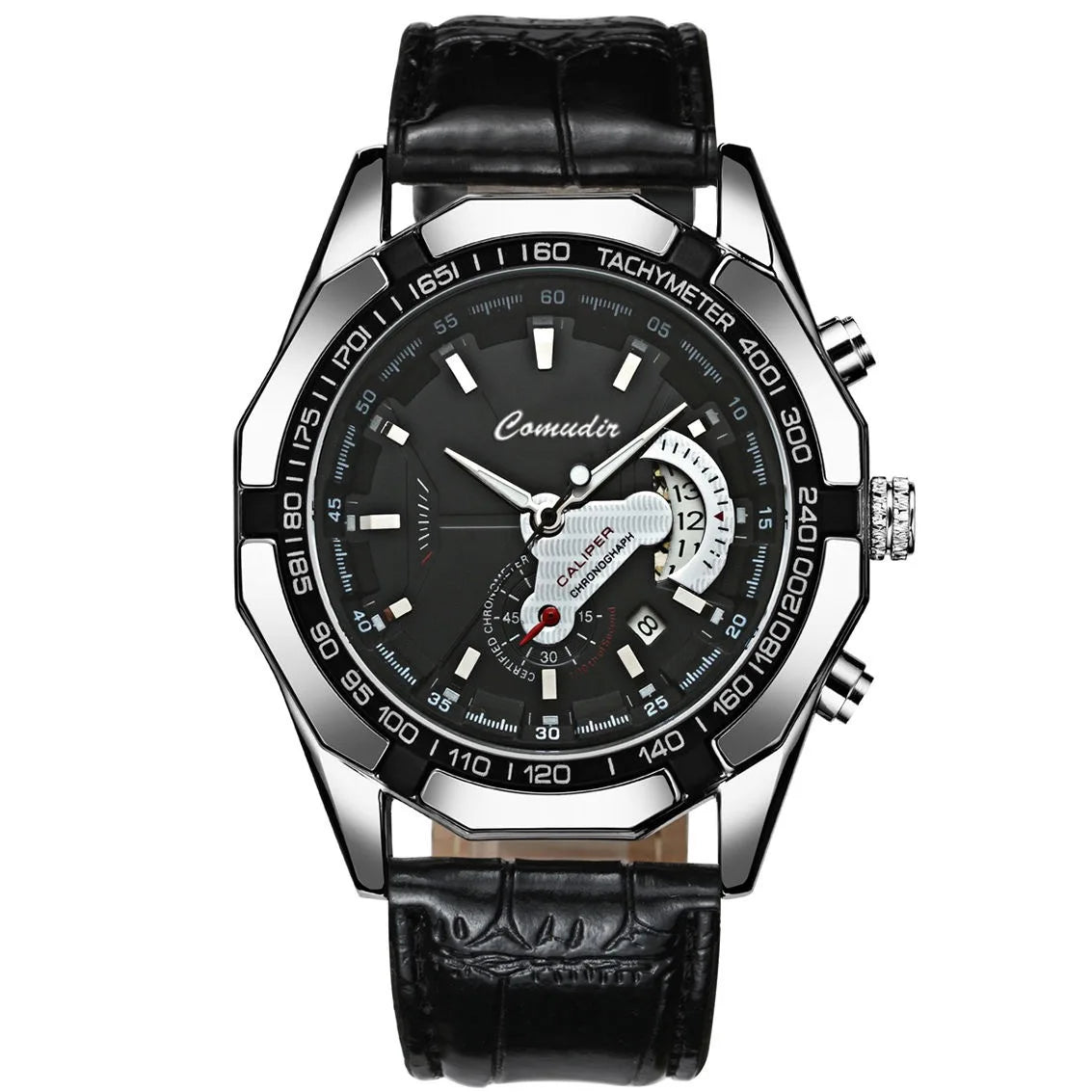 Quartz Watch Movement Watch Men's Non Noctilucent Watch Hollow Calendar Waterproof Luminous Refined Steel Band Simple