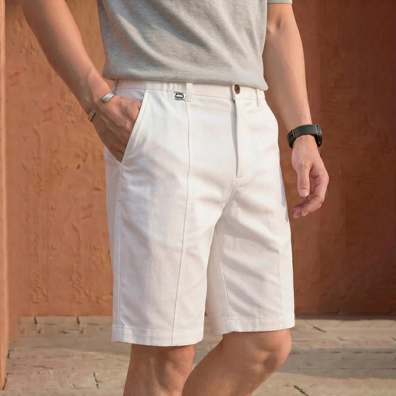 Dress Shorts Men Straight Suit Pants Casual Bermuda Shorts Summer Business Zipper Fly Formal Shorts Khaki Men Work Wear Office