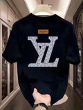 2026 New T-shirt Men's High-end Short Sleeved Brand Classic Printed Pure Cotton Casual Versatile Round Neck Short Sleeved Shirt