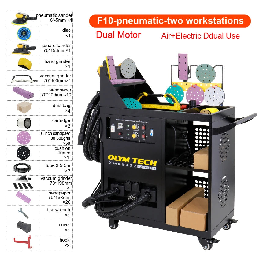 Pneumatic Sander, 6 inch Eccentric Random Orbit Sander for Car Body, Heavy Duty Industrial Vacuum Cleaner Sanding Machine