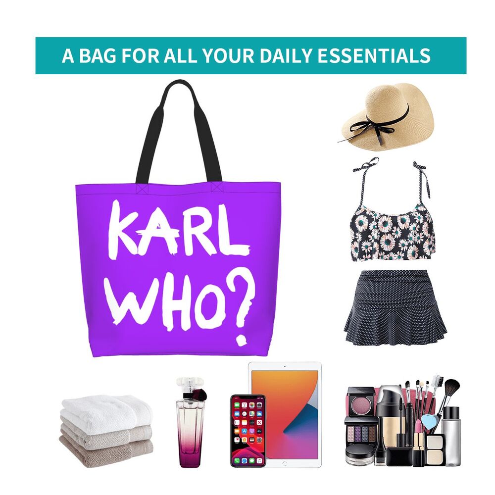 Custom Kawaii Karl Who Slogan Shopping Tote Bags Reusable Canvas Groceries Shopper Shoulder Bag