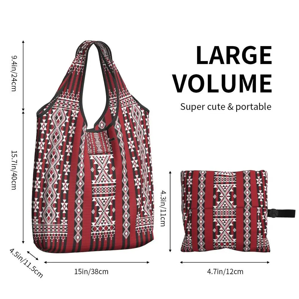 Custom Kabyle Jewelry Shopping Bags Women Portable Large Capacity Groceries Amazigh Carpet Berber Shopper Tote Bags