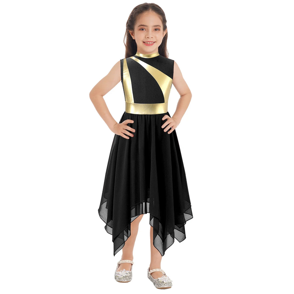 Kids Girl's Dress Praise Lyrical Dance Costume Children's Worship Dresses for Liturgical Celebration of Spirit Stage Dancewear