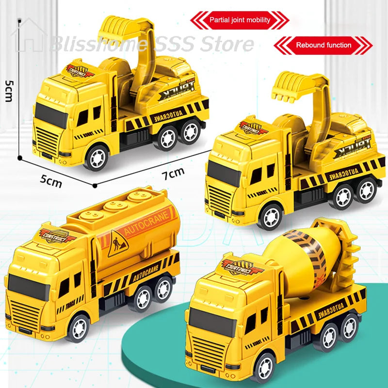 【S】1 Pc Educational Cars Children Kid Pull Back Toy Warrior Engineering Vehicle Model Four Mini Cars High Quality