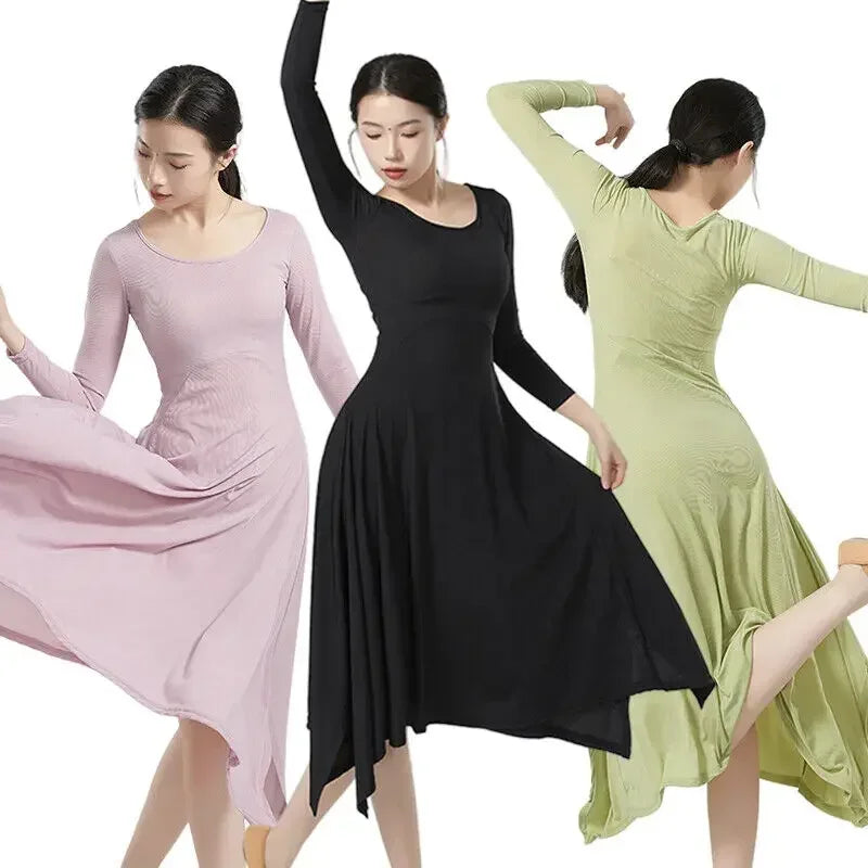 Classical Modern Dance Dress Solid Color New Design Practice & Competition Performance Costume Clothing Supplies