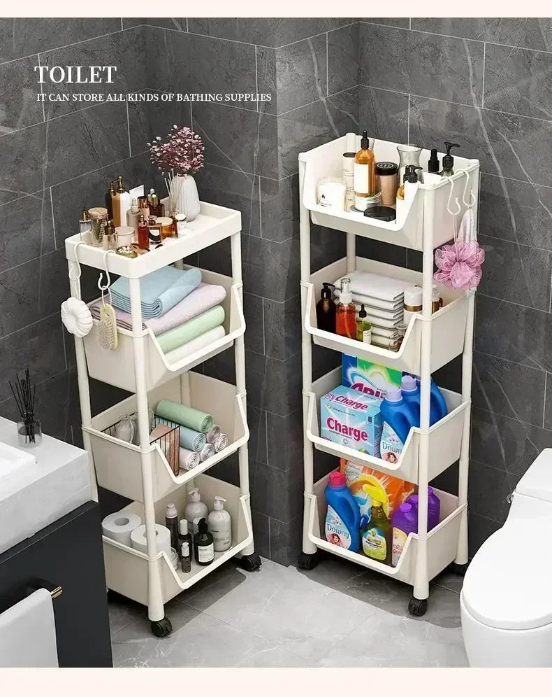 Mobile Bookshelf Multi-Layer Bathroom Shelves With Wheels Kitchen Groceries Organizer Shelf Bedroom Storage Rack Utility Cart