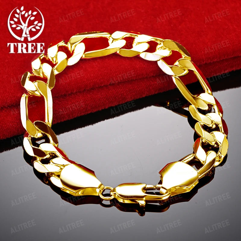 Charm Luxury 18k Gold Cuban Chain Heart Bracelet For Women Men Birthday Christmas Party Gift Fashion Design Jewelry Accessories