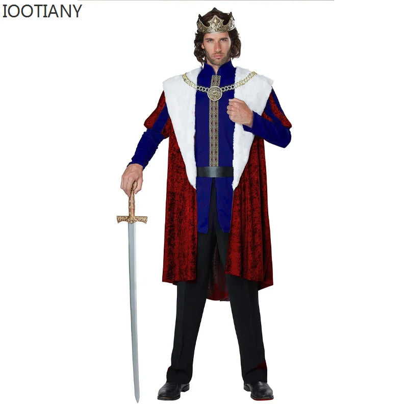 European And American Classical Red Medieval Court Adult King Queen Dress Royal Retro Renaissance Couple Dress Christmas Suit