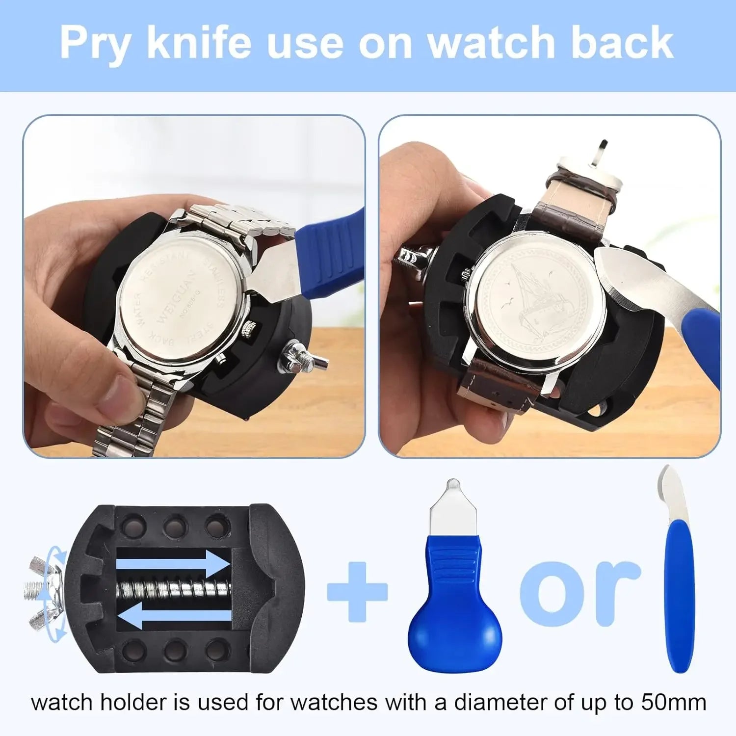 Watch Repair Kit Professional Watch Battery Replacement Tool Watch Back Remover Tools Watch Case Opener Watch Back Remover Holde