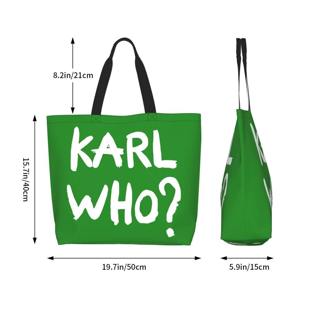Custom Kawaii Karl Who Slogan Shopping Tote Bags Reusable Canvas Groceries Shopper Shoulder Bag